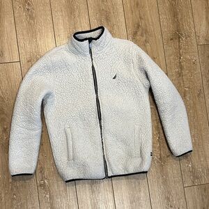 Nautica Kids Light Gray Sherpa Jacket Size 10-12